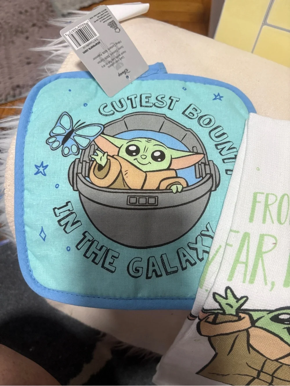 Star Wars Grogu Kids Pot Holder and Tea Towel Set - Green & Blue